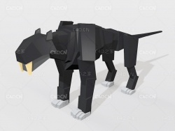 低面多边形卡通老虎 黑豹 豹子 boxy tiger