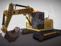 C4D生锈挖掘机重型工程机械低模模型 excavating machinery