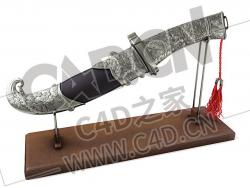 银饰弯刀工艺品摆件古董装饰品C4D模型下载