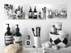 浴室澳洲有机草本护肤保养品伊索和马尔维斯组合C4D模型