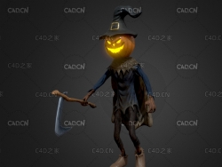 C4D南瓜头稻草人万圣节元素模型