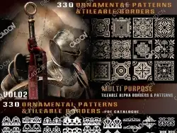 330个瓷砖装饰图案素材330 ornamental patterns tileable borders-alpha brushvol02