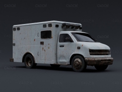 生锈破旧的房车救护车C4D模型Ambulance