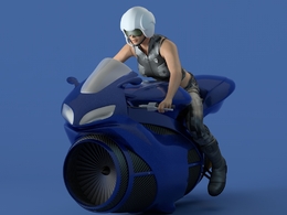 科幻飞行器 喷气式摩托车C4D模型 Jet Bike V4