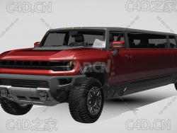吉姆西汽车GMC悍马SUV加长汽车2024款概念汽车C4D汽车模型下载