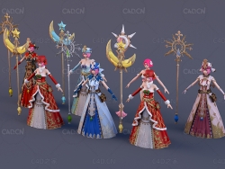 7套动漫装扮卡通女孩角色C4D模型Frey - 3D Model