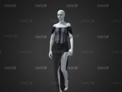 C4D天鹅绒连女性模特模型