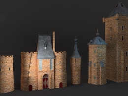 旧砖塔城堡 城楼 雕堡C4D模型 C4D 3D Model Old Brick Towers Castle
