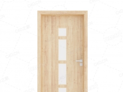 竖拼玻璃块黄色室内实木门实木复合简约无漆木门单开门厨房卫生间门