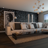 简约客厅C4D模型 Living room 3D model