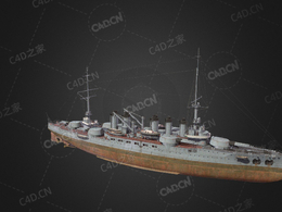 法国海军杜伦尼号战列舰C4D模型下载Turenne 3d model