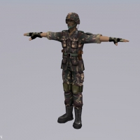 迷彩军人C4D模型 作训服战士3D模型
