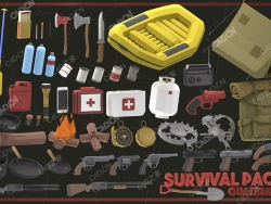 低面多边形野外生存工具包模型Survival Pack