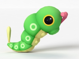 卡通毛毛虫 绿毛虫C4D模型 Caterpie