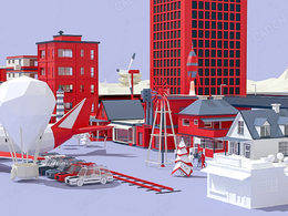 枣红色建筑卡通场景 Color Scheme