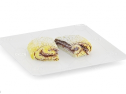 盘子里的两半面包卷C4D模型 Halved Sweet Bun on White Plate