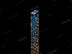 夜间摩天大楼办公楼写字楼C4D模型 Archmodels Vol.103_Night Skyscrapers - model-65