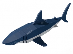 低面多边形卡通鲨鱼动画C4D模型Shark