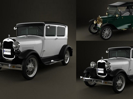 福特老爷车C4D模型 Humster3D– Ford Model T 4door Tourer 1924