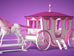C4D儿童卡通床模型 童话马车床C4D模型 Fairytale Carriage Bed