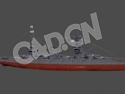 C4D海军舰艇军舰舰船-日本扶桑级战列舰模型 Fuso 1943 3d Model