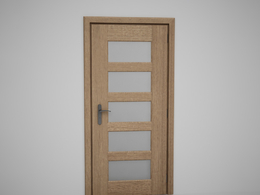 5块玻璃实木门黄色原木门C4D模型下载 Door model