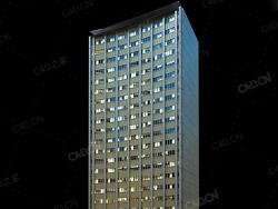 夜间摩天大楼办公楼写字楼C4D模型 Archmodels Vol.103_Night Skyscrapers - model-33
