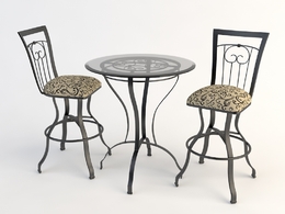 欧式铁艺桌椅 玻璃桌椅C4D模型 Tables and chairs -006 3d model