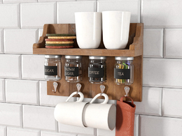 C4D墙上悬挂的茶具台模型