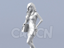 低面多边形卡通人物背挎包的时尚女性模型