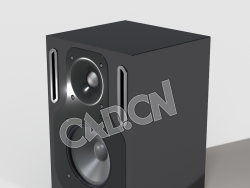 C4D黑色2个喇叭音箱音响扬声器模型 Audio Speaker 3