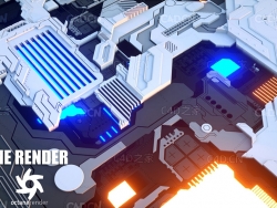 C4D科技感面板 科幻机甲面板模型 Cinema 4D Octane Beginner New Style JSplacement