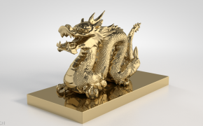 黄金龙C4D模型 Gold Dragon Model