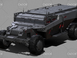 轮式黑色武装战车C4D模型 Armed chariot