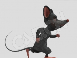 奔跑的黑色老鼠卡通动物C4D模型(包含骨骼绑定和动画)