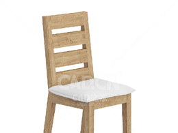 带坐垫的木椅C4D户外庭院家具模型下载