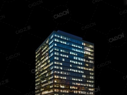 夜间摩天大楼办公楼写字楼C4D模型 Archmodels Vol.103_Night Skyscrapers - model-03
