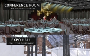 会议酒席大厅C4D模型包 The Pixel Lab – Events / Exhibitions Pack