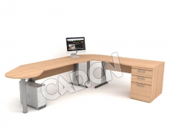 单人办公桌设计师转角桌子办公家具C4D模型