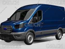 福特汽车封闭货车面包车2021款C4D汽车模型下载