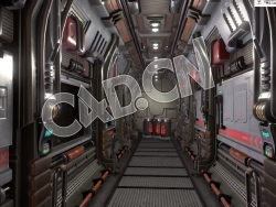 C4D科幻走廊机甲舱模型 scifi corridor challenge