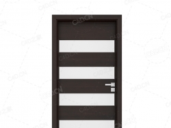 深咖色实木门横条玻璃实木复合简约无漆木门单开门厨房卫生间门