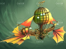 C4D赛博朋克旅行飞船模型(包含骨骼绑定和动画) peachy_balloon