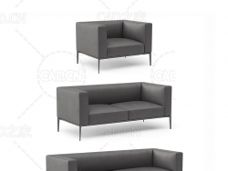 黑色客厅休闲沙发双人沙发单人沙发C4D模型 sofa 3d model