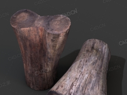C4D树墩树桩模型下载 stump_3