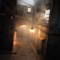 灯光迷人的古街小巷C4D模型