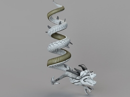 小白龙 盘龙C4D模型 Little White Dragon