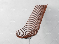 藤条编织高靠背休闲椅懒人椅单人椅C4D模型 chair 3d model