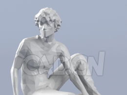 低面多边形卡通人物地上坐着的年轻男孩模型