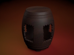 中式仿古家具：西洋花坐墩C4D模型